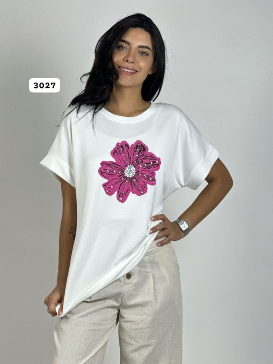 Polera de Algodón Con Flor A3-6912