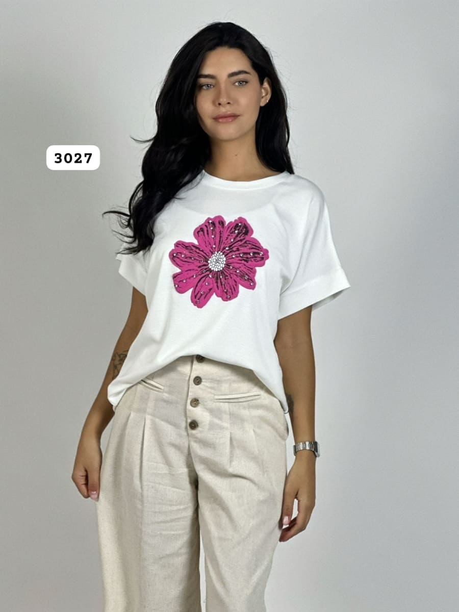 Polera de Algodón Con Flor A3-6913