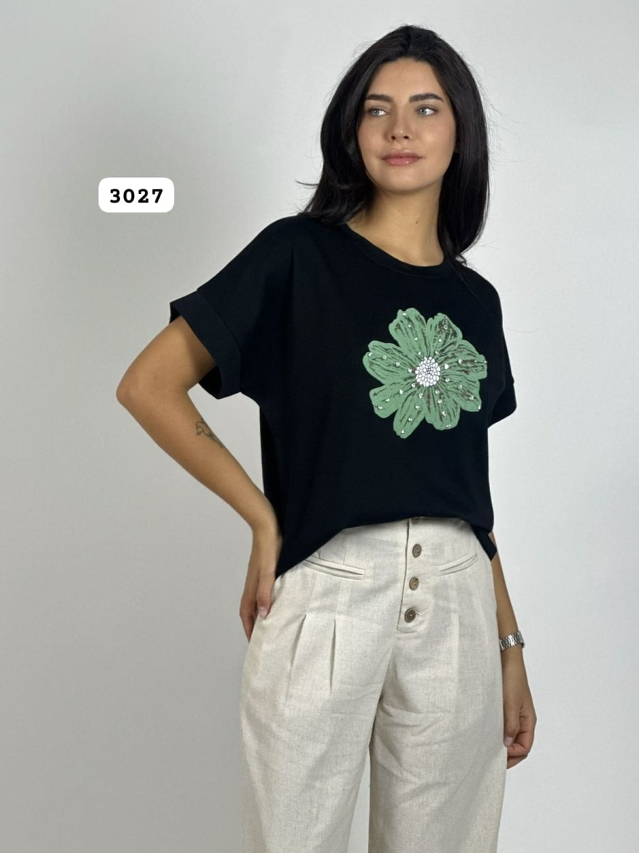 Polera de Algodón Con Flor A3-699