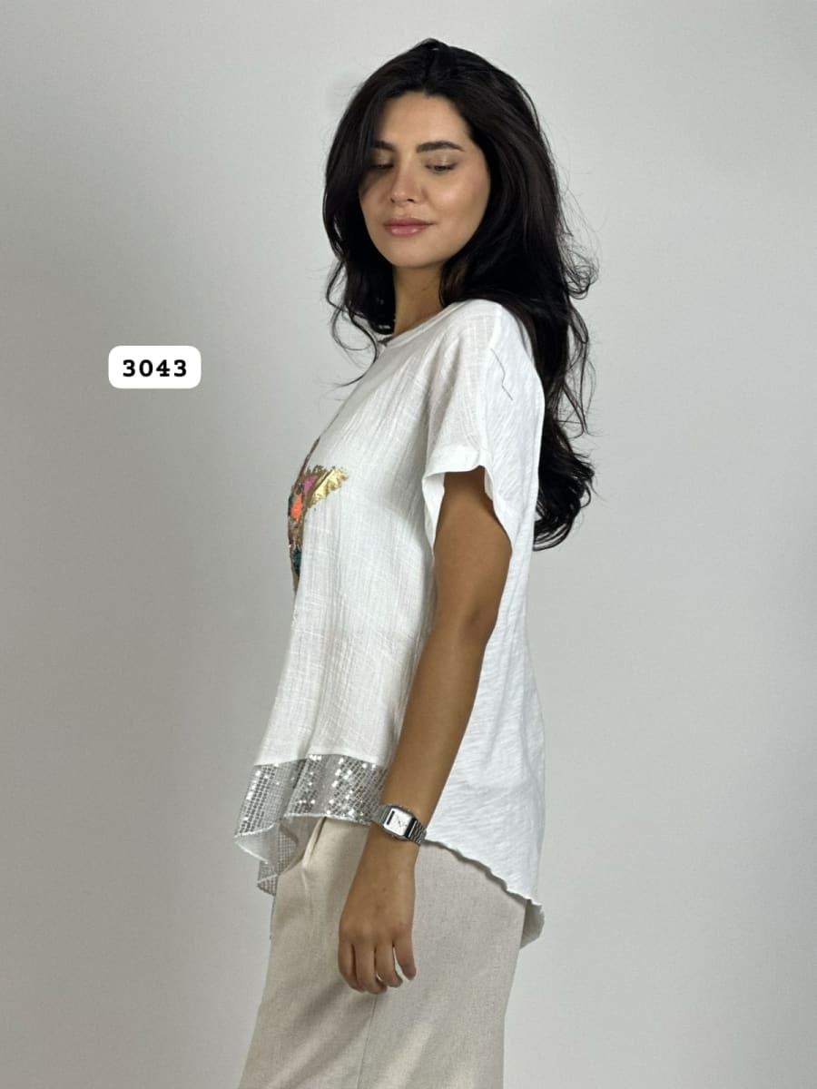 Polera Lino Con Estrella Colorida A3-722