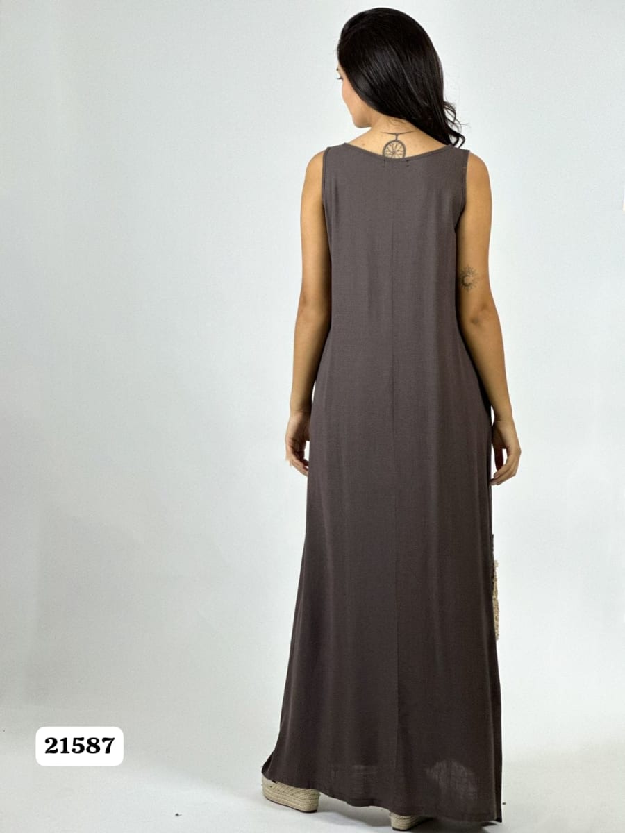 Vestido Lino Estrellas Tejidas con Brillos A1-1310