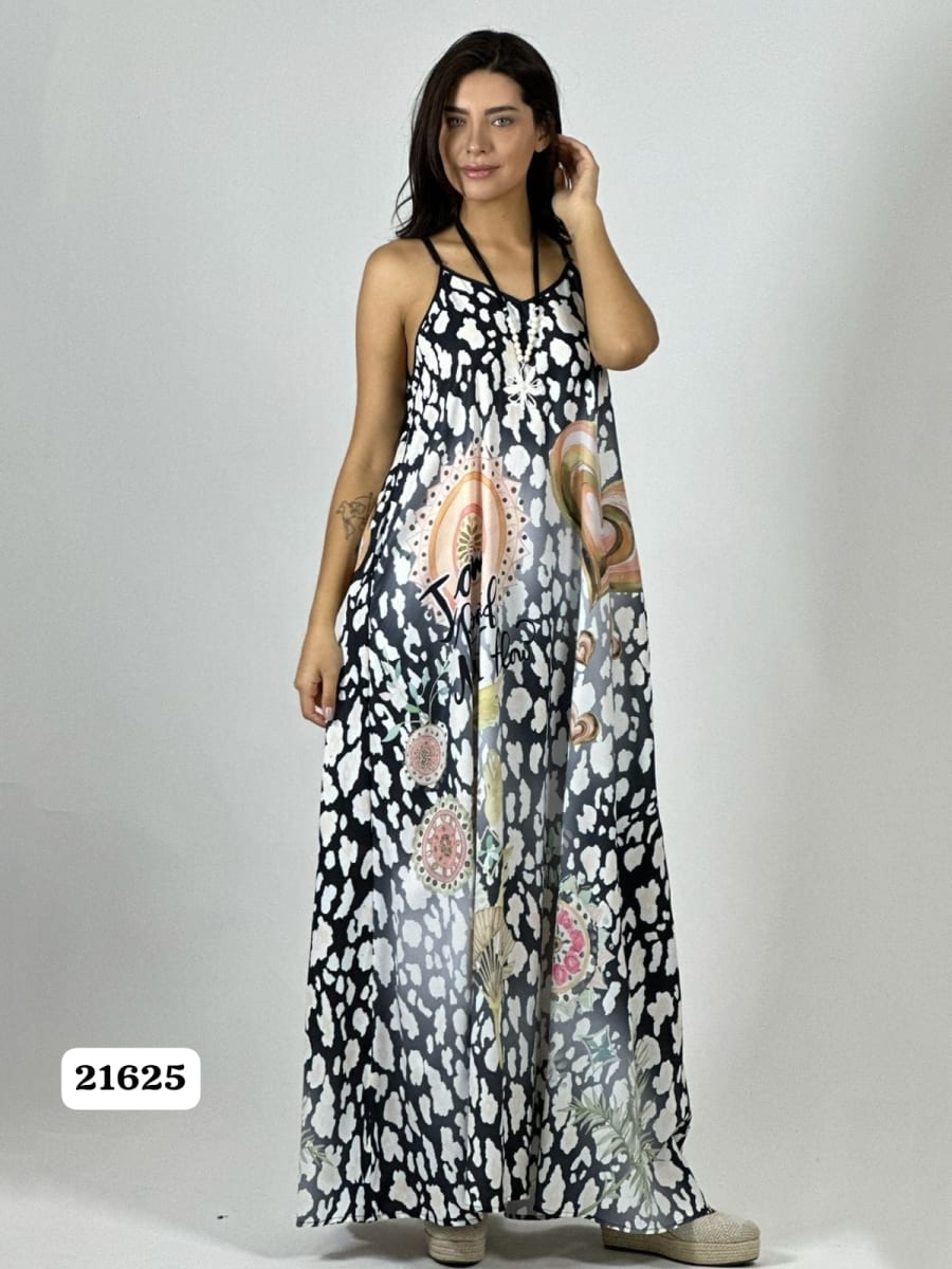 Vestido Viscosa Manchas con Corazon A9