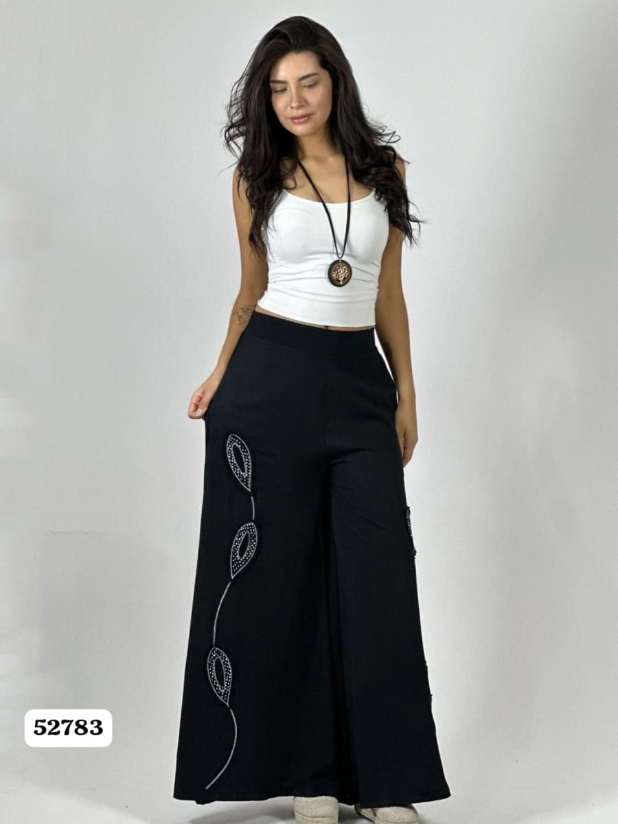 Palazzo Crepe Aplicaciones Broderi con Brillos A1-338