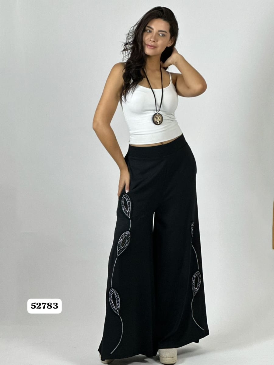 Palazzo Crepe Aplicaciones Broderi con Brillos A1-337