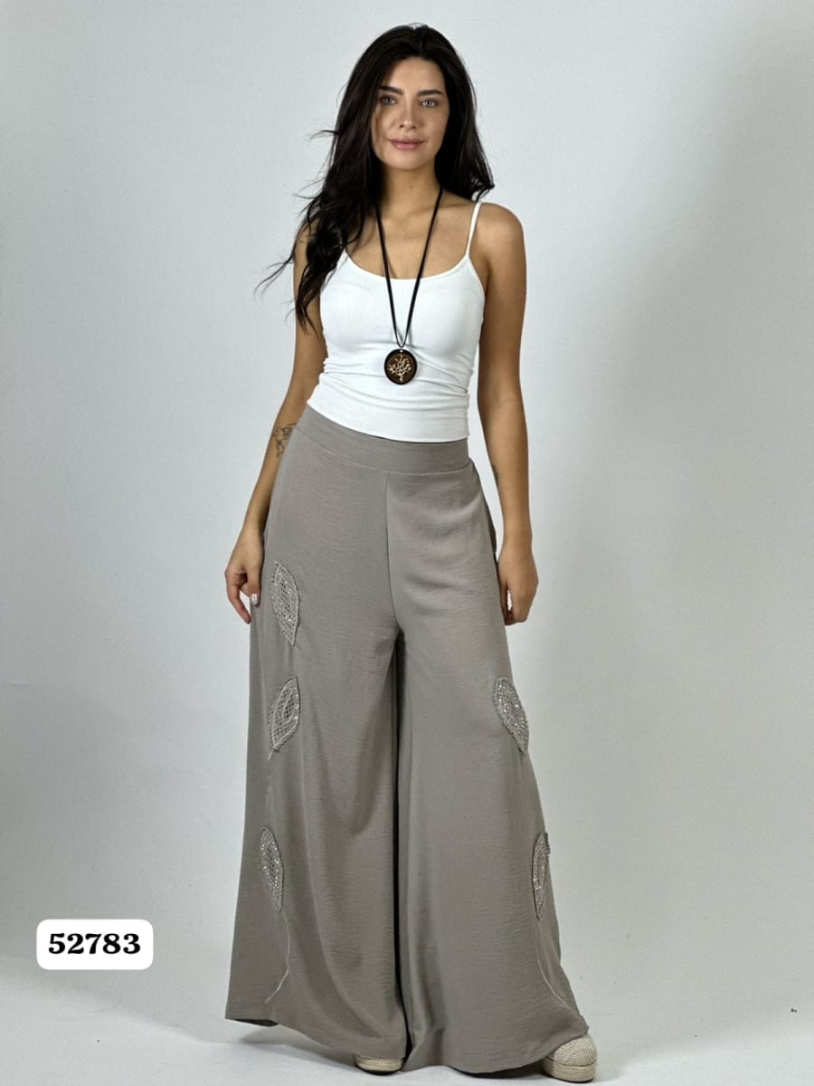 Palazzo Crepe Aplicaciones Broderi con Brillos A1-3310