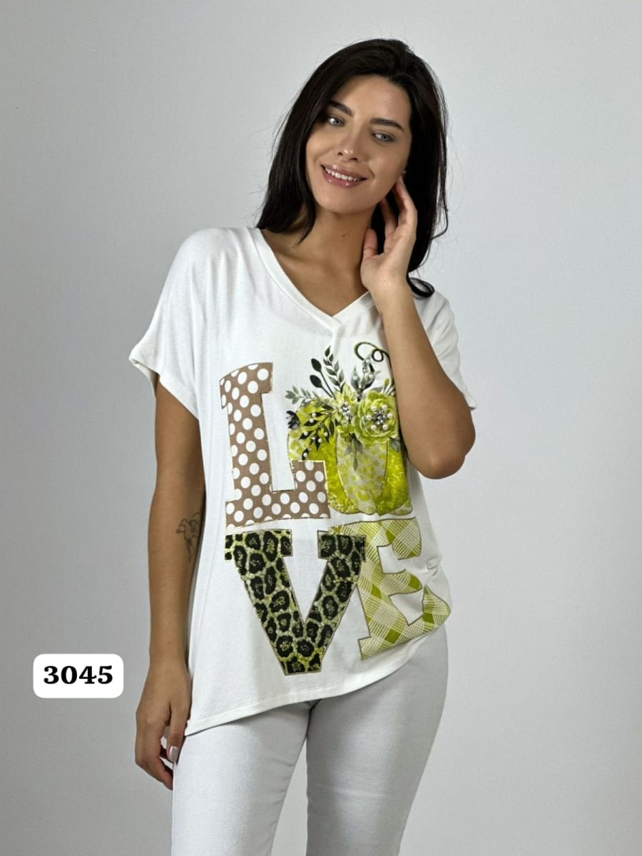 Polera Algodon LOVE Print/Calabaza A1-1910