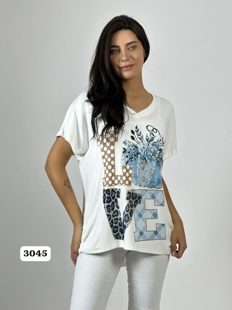 Polera Algodon LOVE Print/Calabaza A1-199