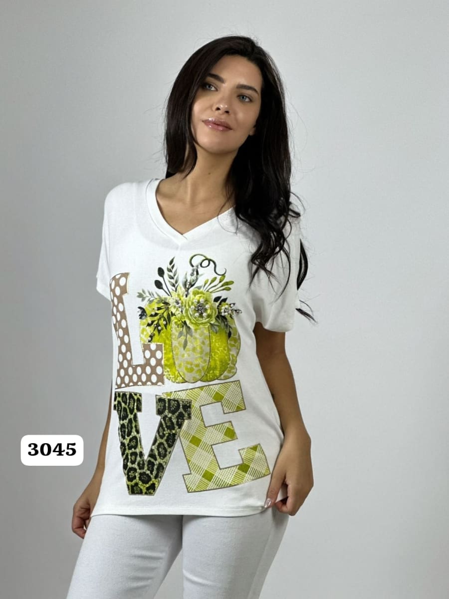Polera Algodon LOVE Print/Calabaza A1-1911