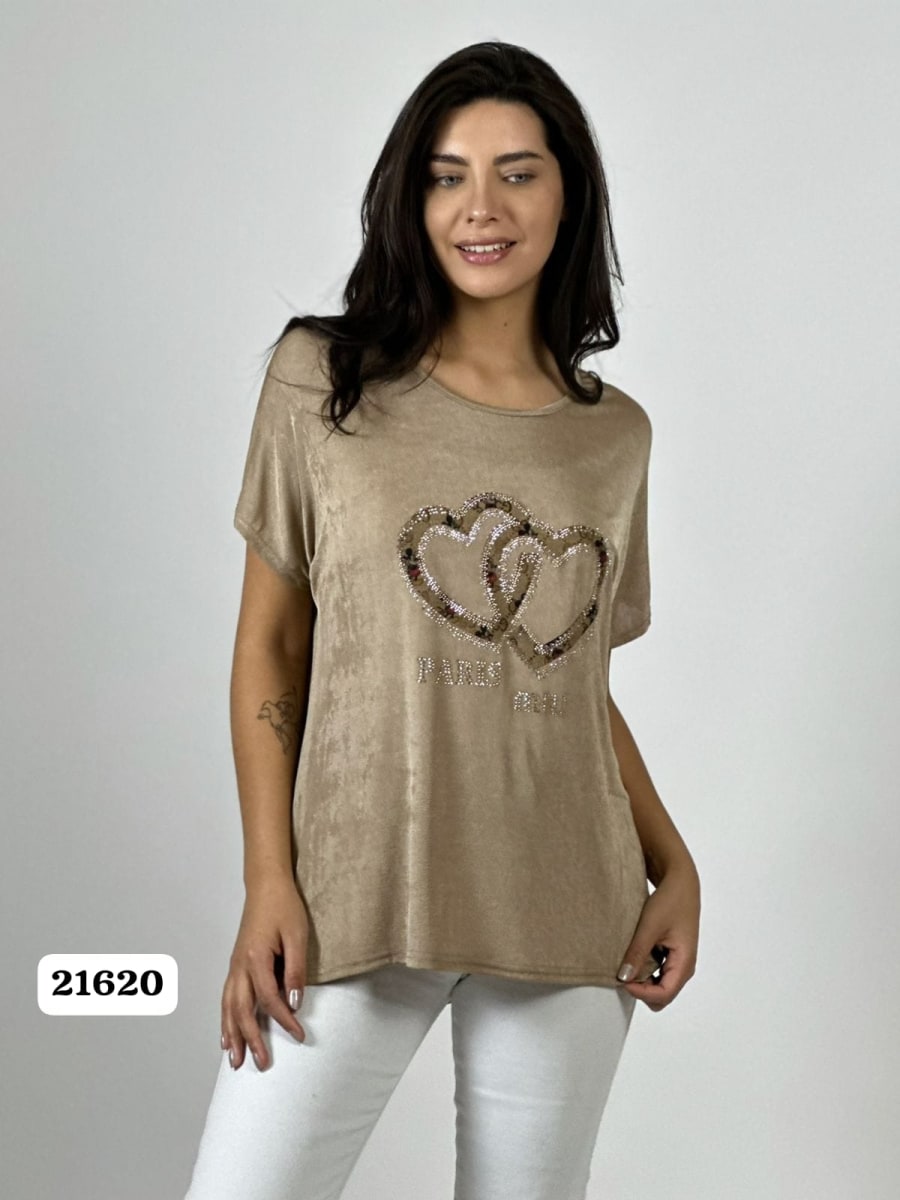 Polera Acetato 2 Corazones Brillantes PARIS MIU A1-201