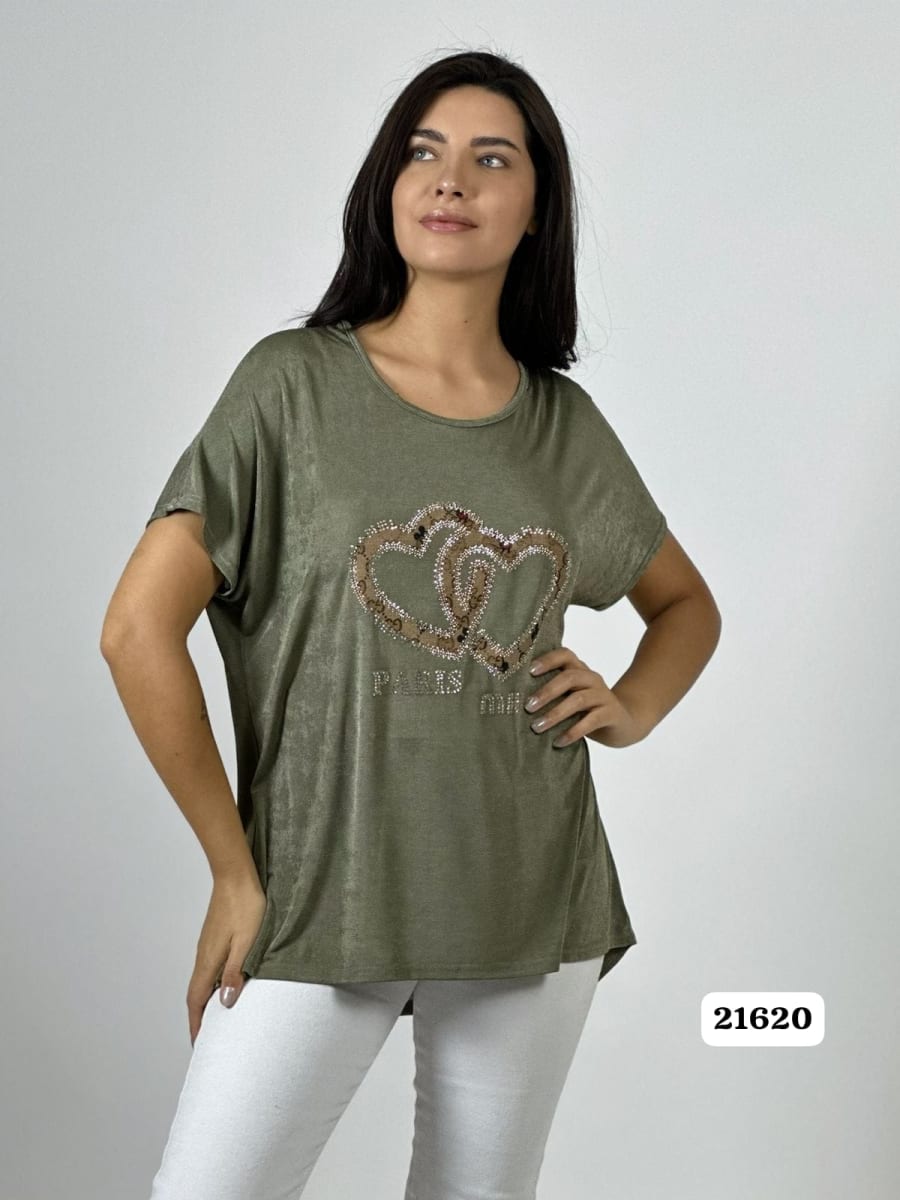 Polera Acetato 2 Corazones Brillantes PARIS MIU A1-209