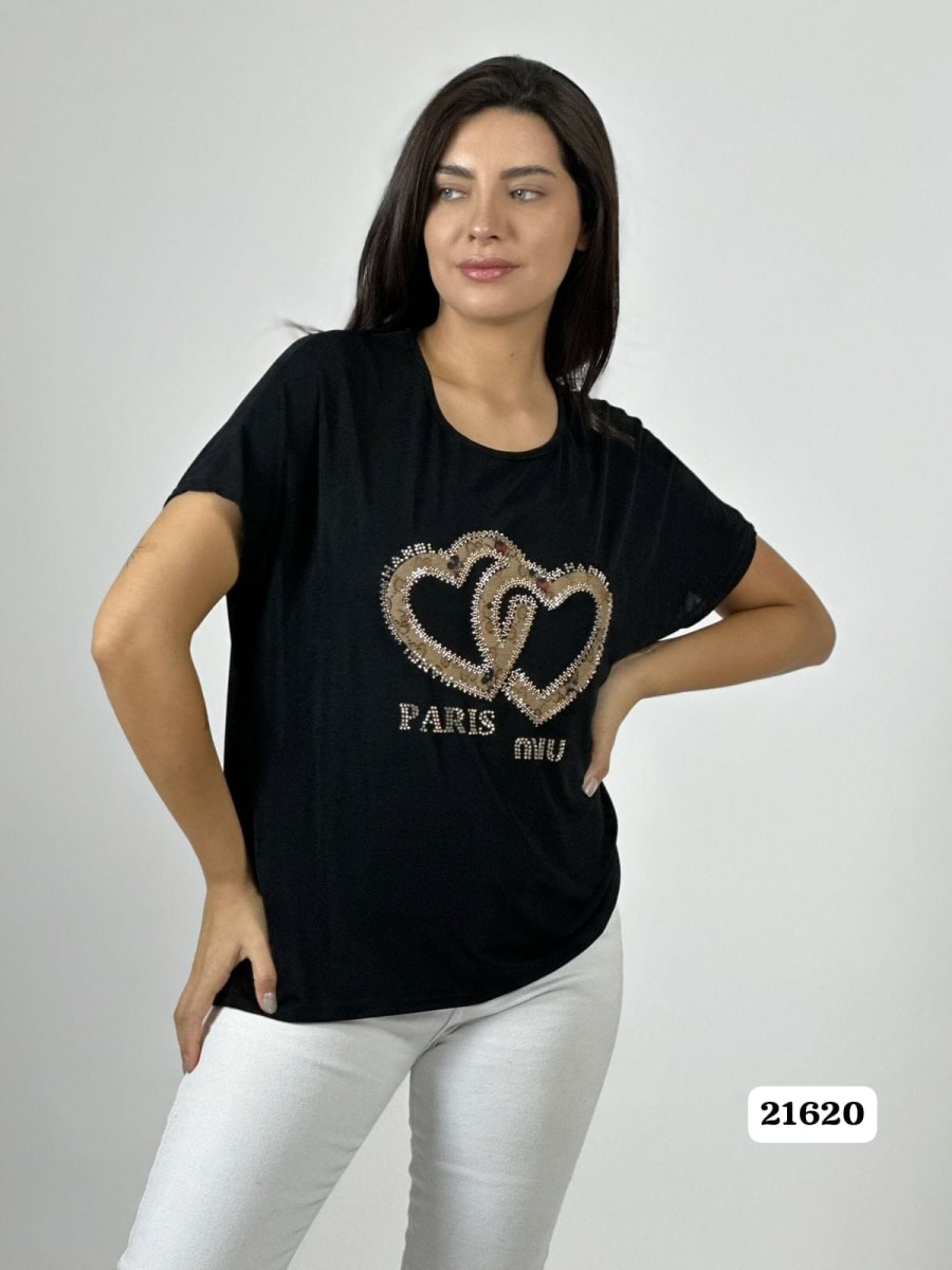 Polera Acetato 2 Corazones Brillantes PARIS MIU A1-2012