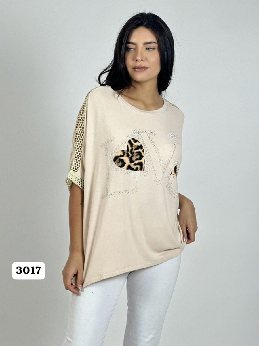 Polera Algodon LOVE Corazon Print A1-393