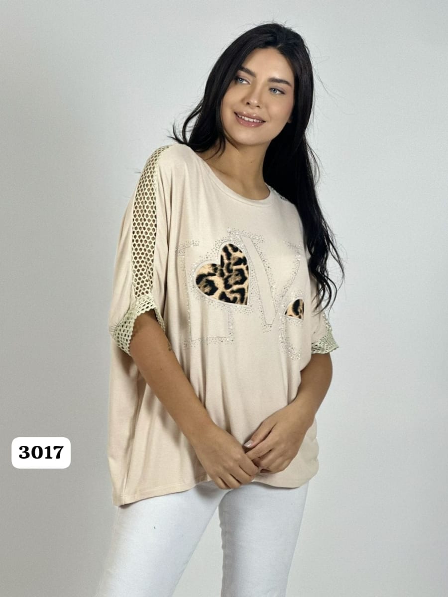 Polera Algodon LOVE Corazon Print A1-391