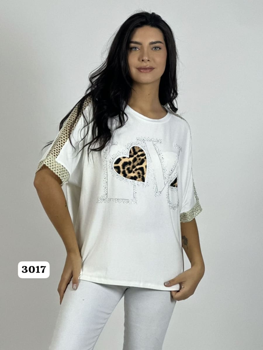 Polera Algodon LOVE Corazon Print A1-398