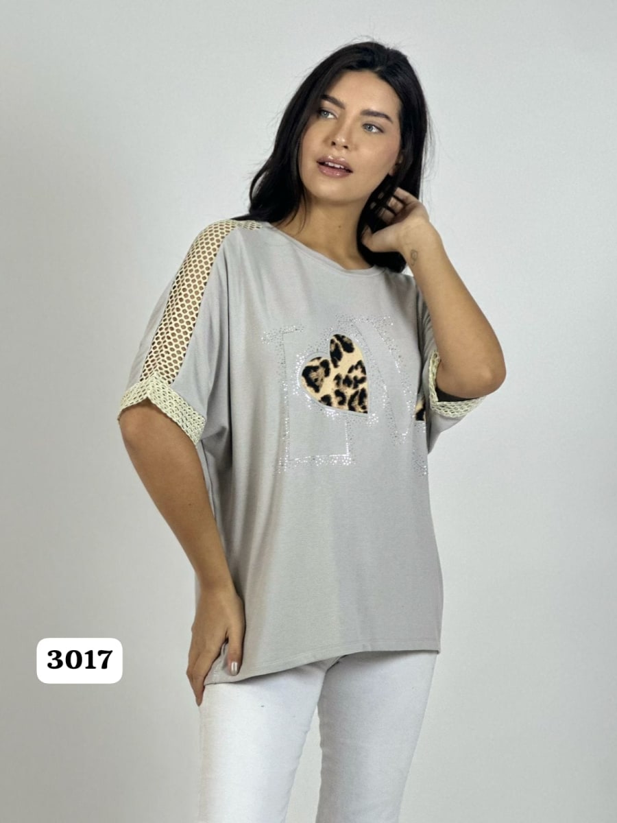 Polera Algodon LOVE Corazon Print A1-396