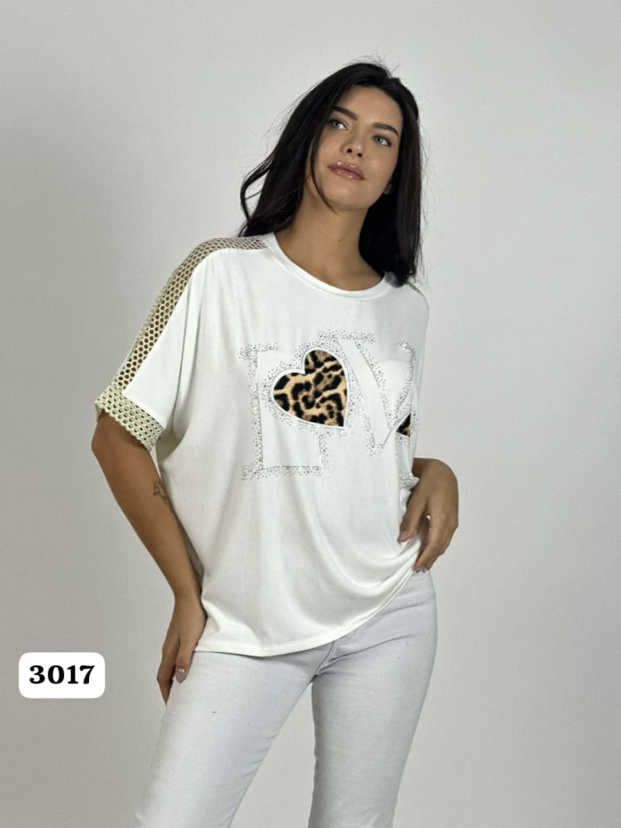 Polera Algodon LOVE Corazon Print A1-399