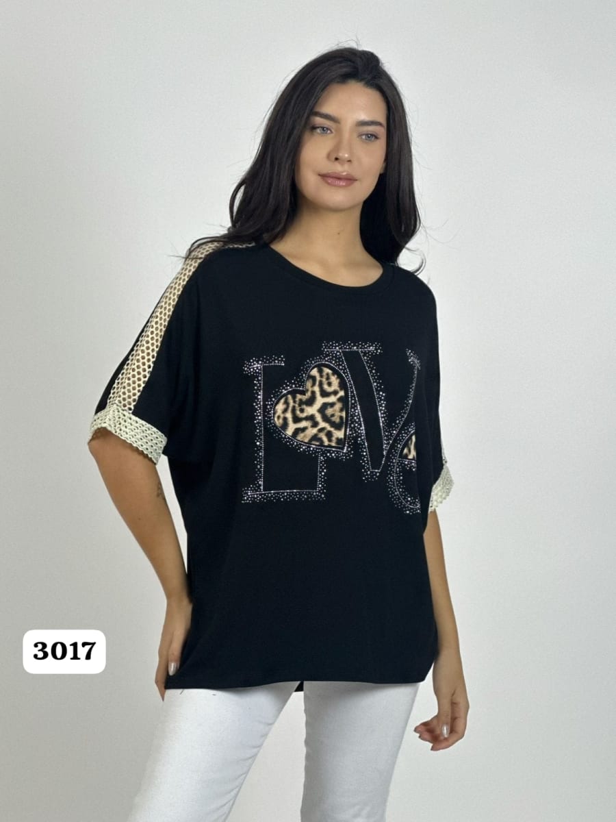 Polera Algodon LOVE Corazon Print A1-3910
