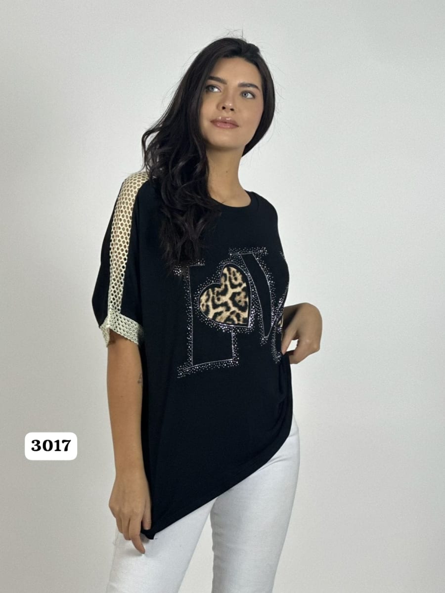 Polera Algodon LOVE Corazon Print A1-3911