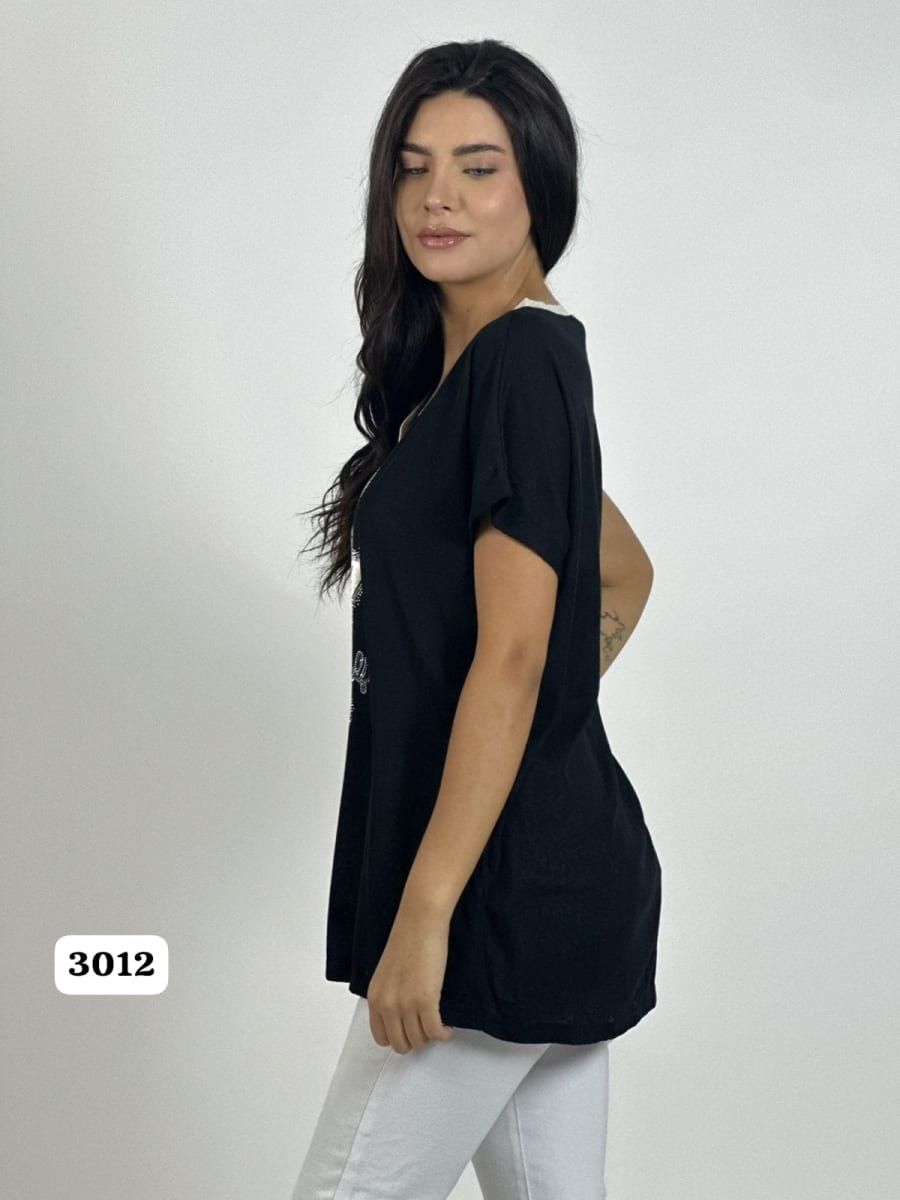 Polera Algodon Corazones y Letras A1-392