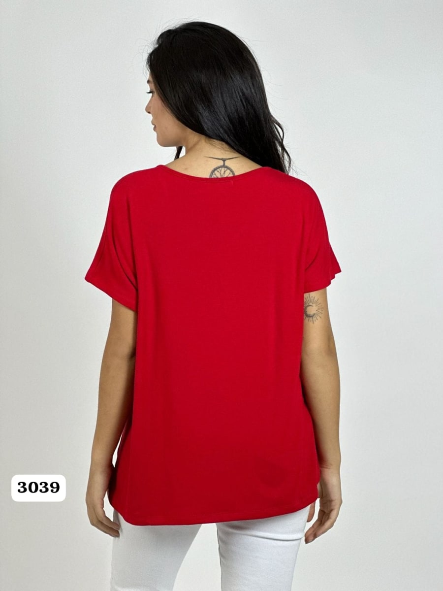 Polera Algodon 3 Corazones Print con Brillos A1-124