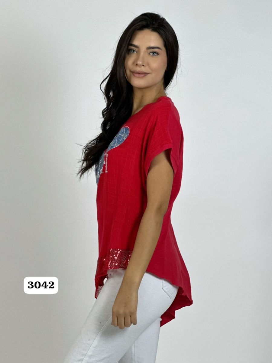 Polera Lino LOVE GIRL 2 Corazones A1-332