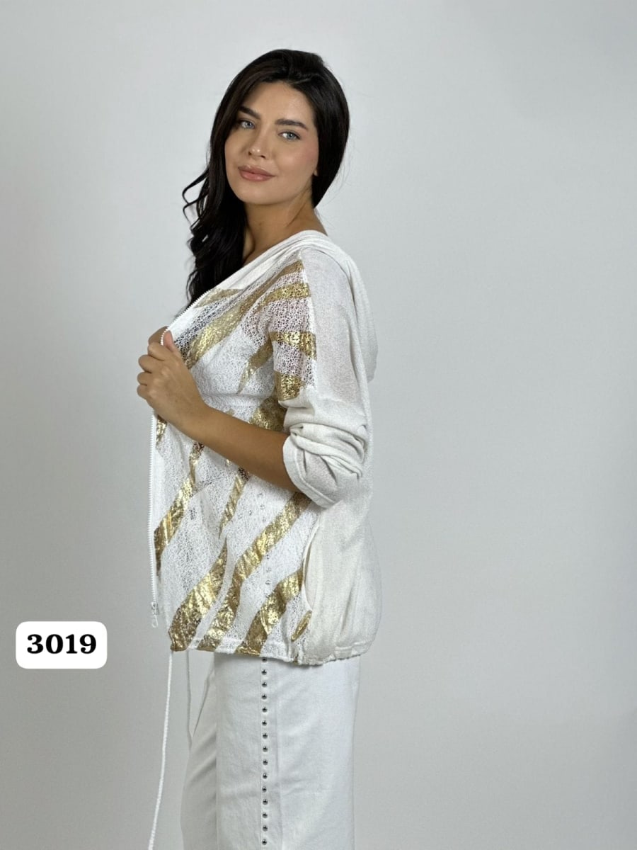 Poleron Hilo Con Cierre Lineas Brillantes A1-102