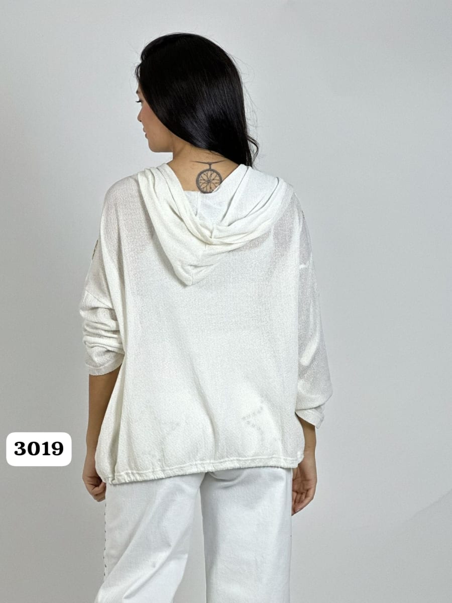 Poleron Hilo Con Cierre Lineas Brillantes A1-103