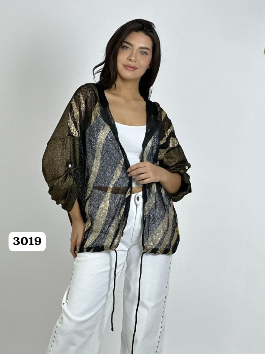 Poleron Hilo Con Cierre Lineas Brillantes A1-104