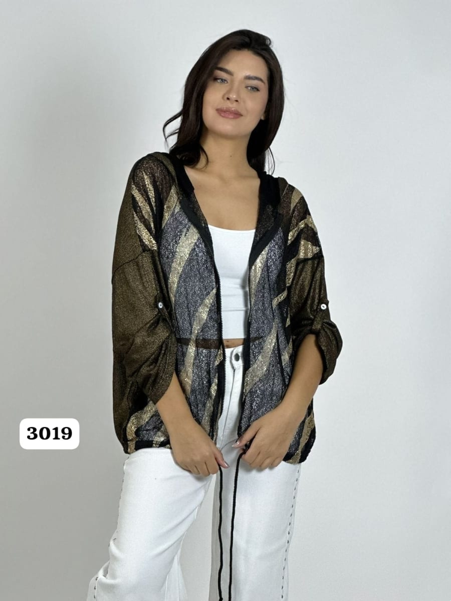 Poleron Hilo Con Cierre Lineas Brillantes A1-105