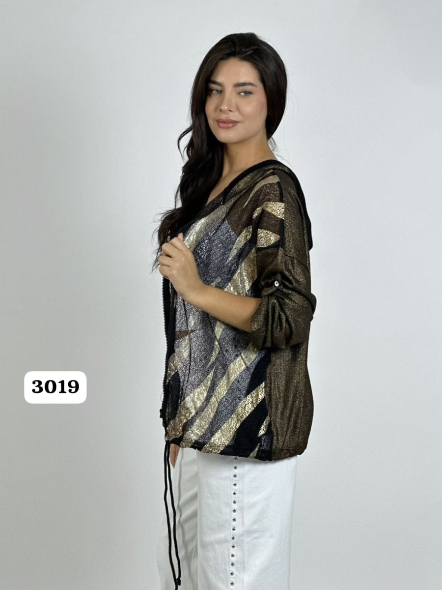 Poleron Hilo Con Cierre Lineas Brillantes A1-106