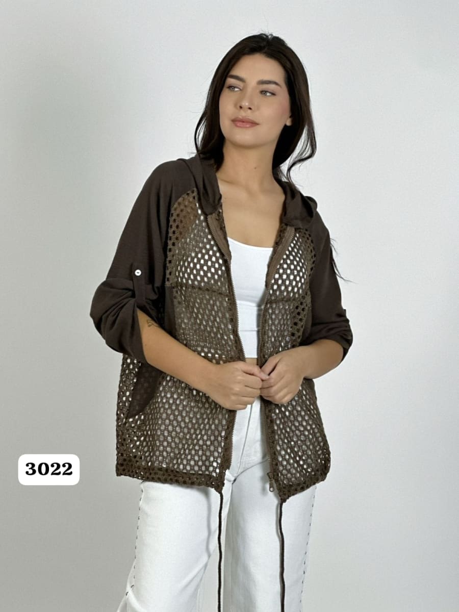 Poleron Crepe Tejido con Capucha A3-7512