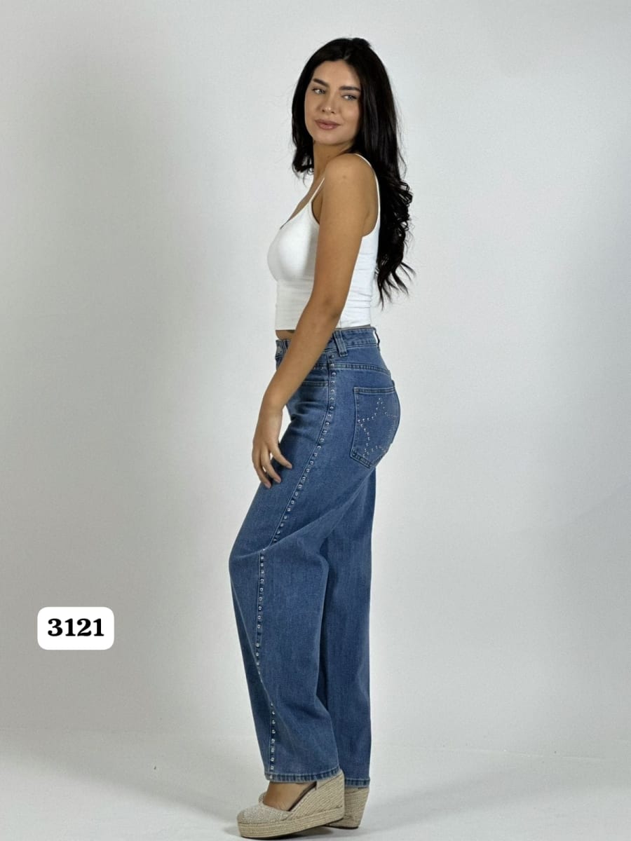 Pantalon Mezclilla con Tachas Estrella en Bolsillo A2-612