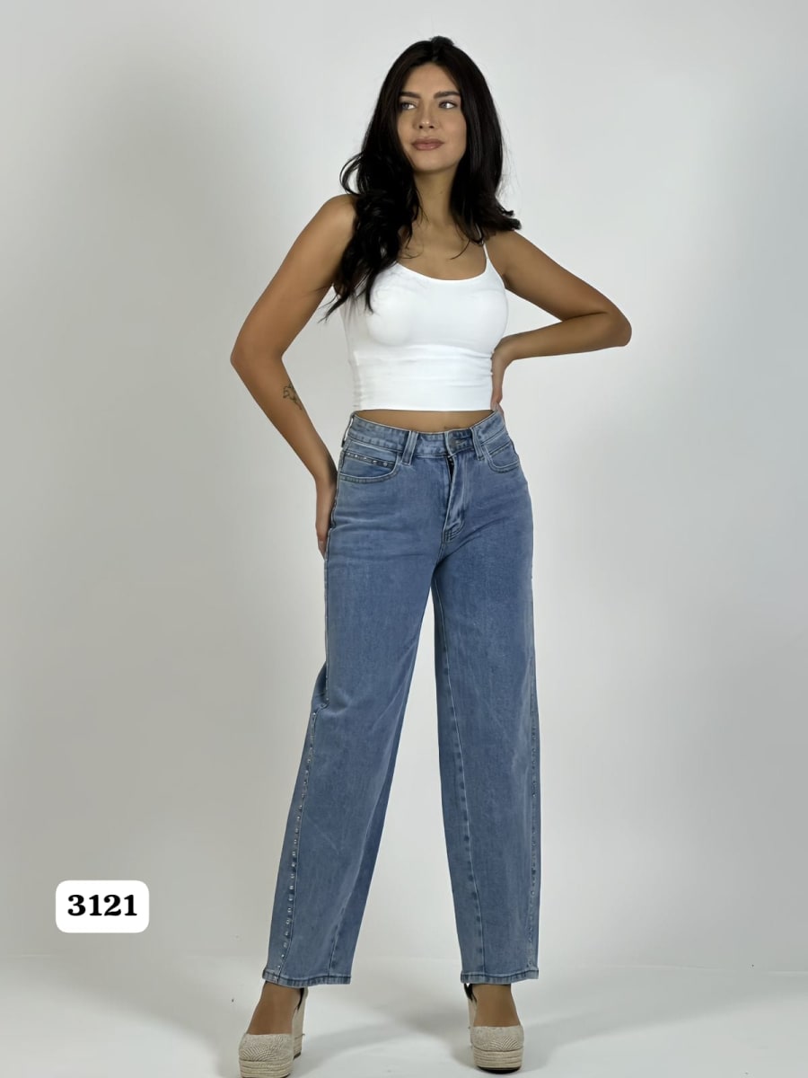 Pantalon Mezclilla con Tachas Estrella en Bolsillo A2-619