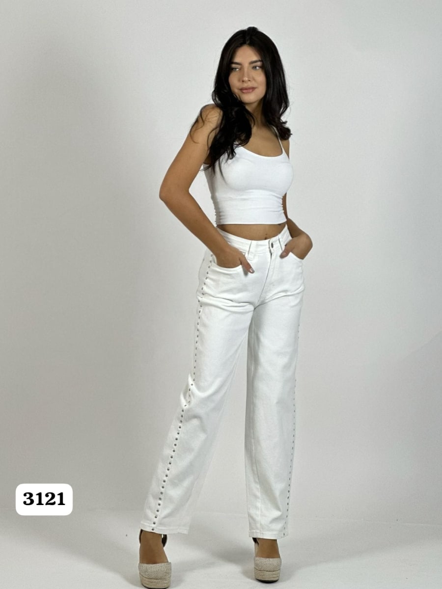 Pantalon Mezclilla con Tachas Estrella en Bolsillo A2-616