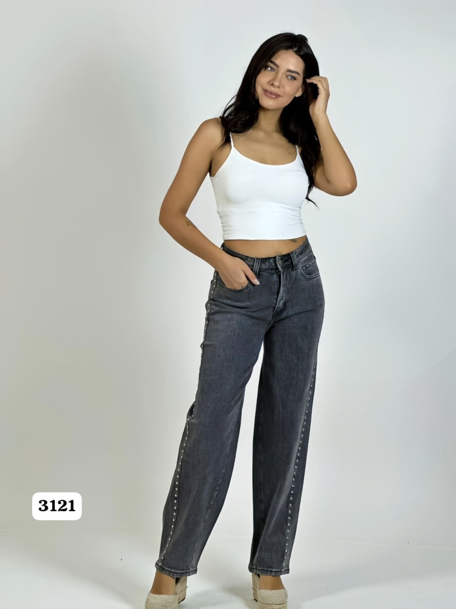 Pantalon Mezclilla con Tachas Estrella en Bolsillo A2-6113