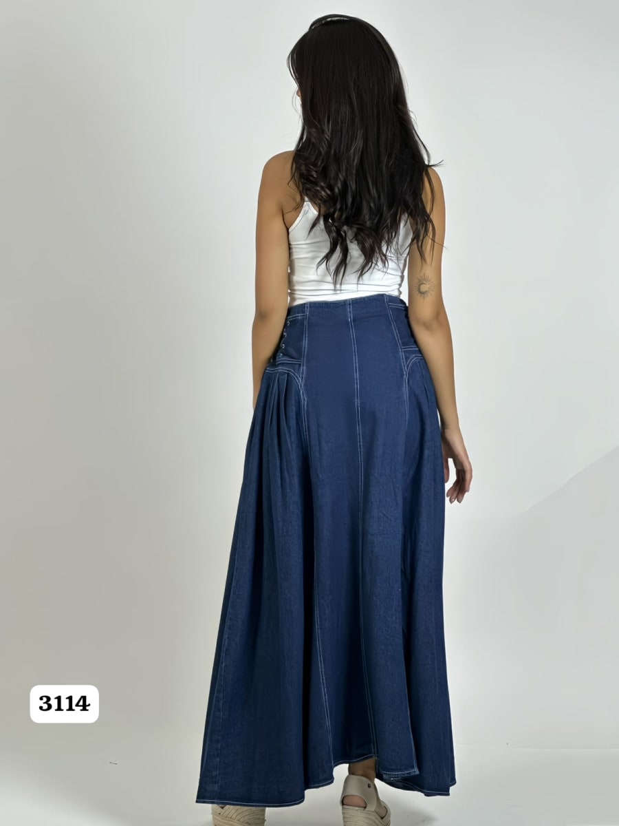 Falda Mezclilla Larga Amarrada Costados A2-624