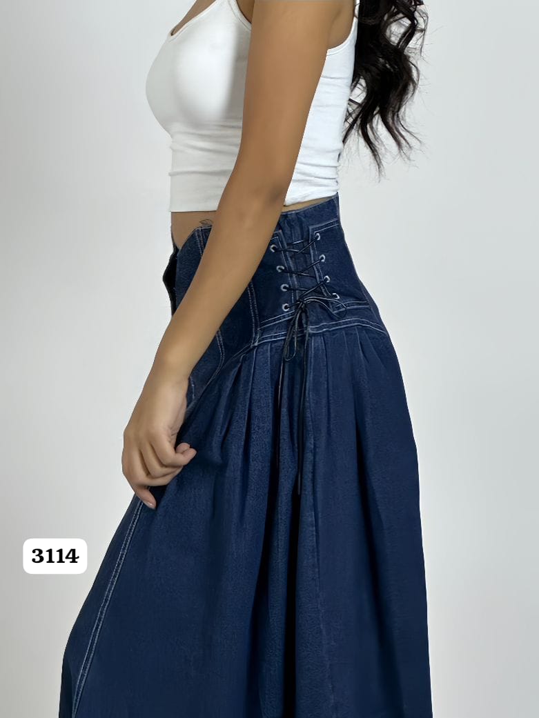 Falda Mezclilla Larga Amarrada Costados A2-625