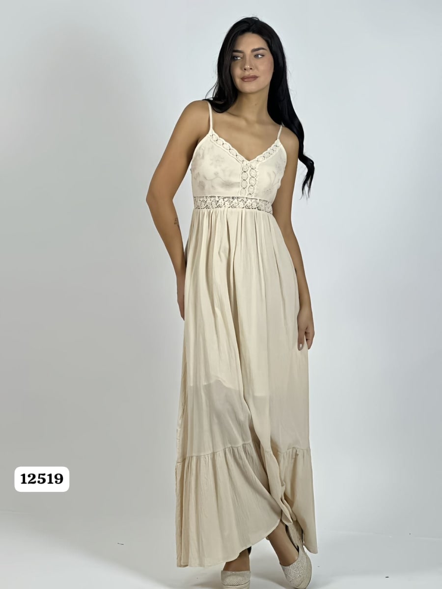 Vestido Crepe Torso Encaje A4-851