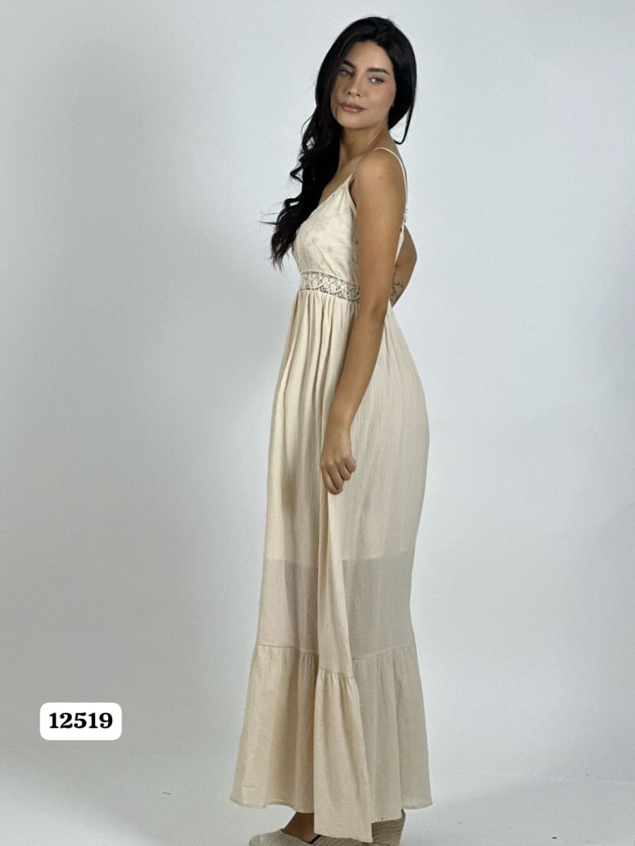 Vestido Crepe Torso Encaje A4-853