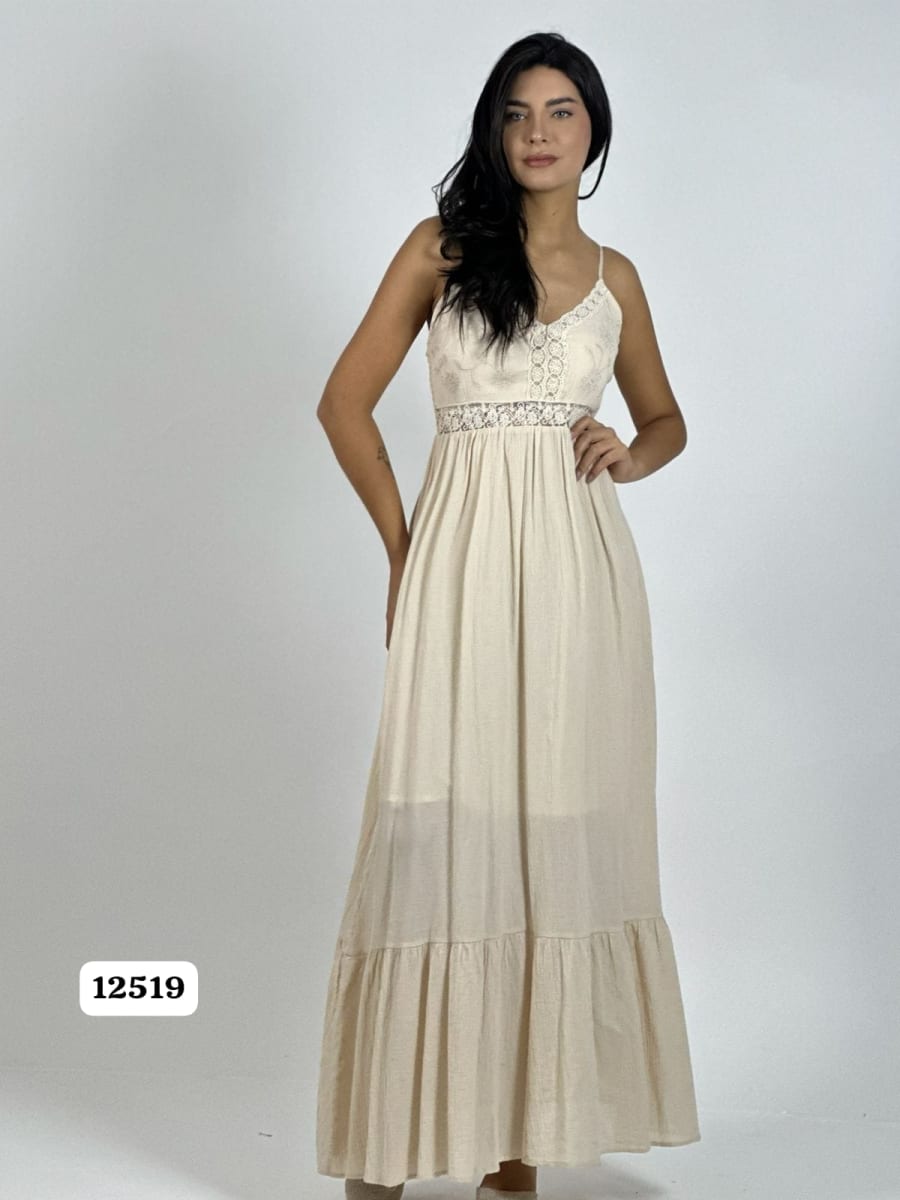 Vestido Crepe Torso Encaje A4-852