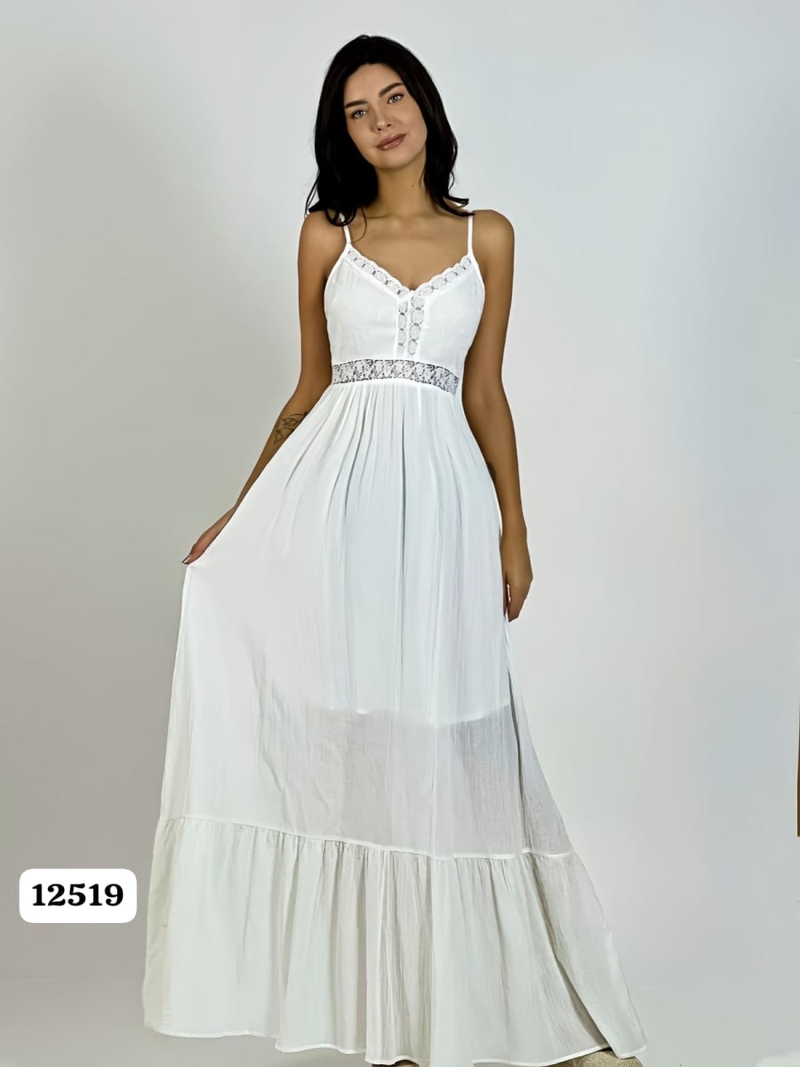 Vestido Crepe Torso Encaje A4-856