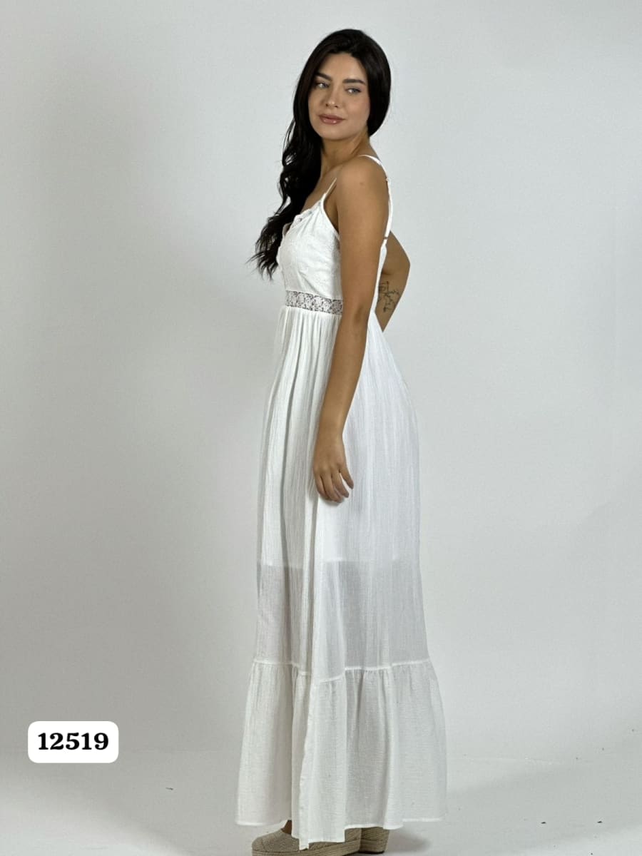 Vestido Crepe Torso Encaje A4-857