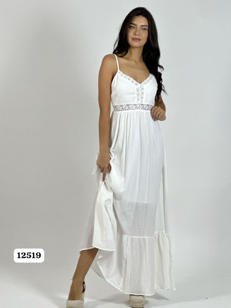 Vestido Crepe Torso Encaje A4-855