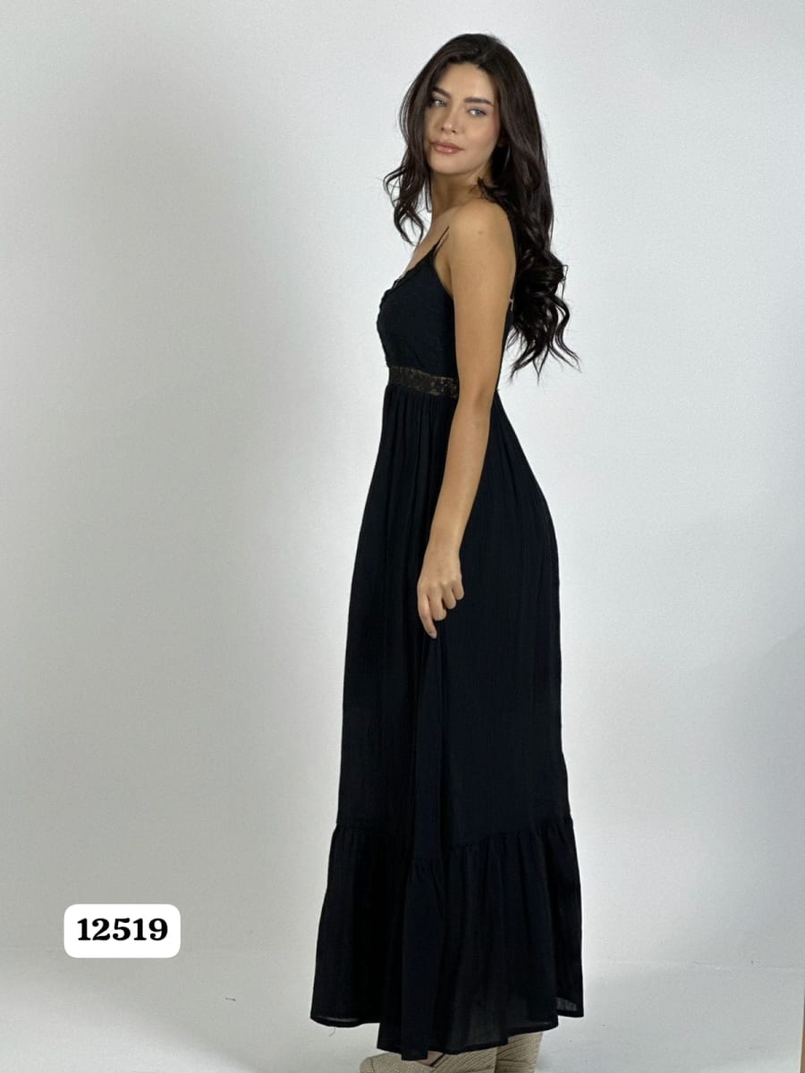 Vestido Crepe Torso Encaje A4-8511