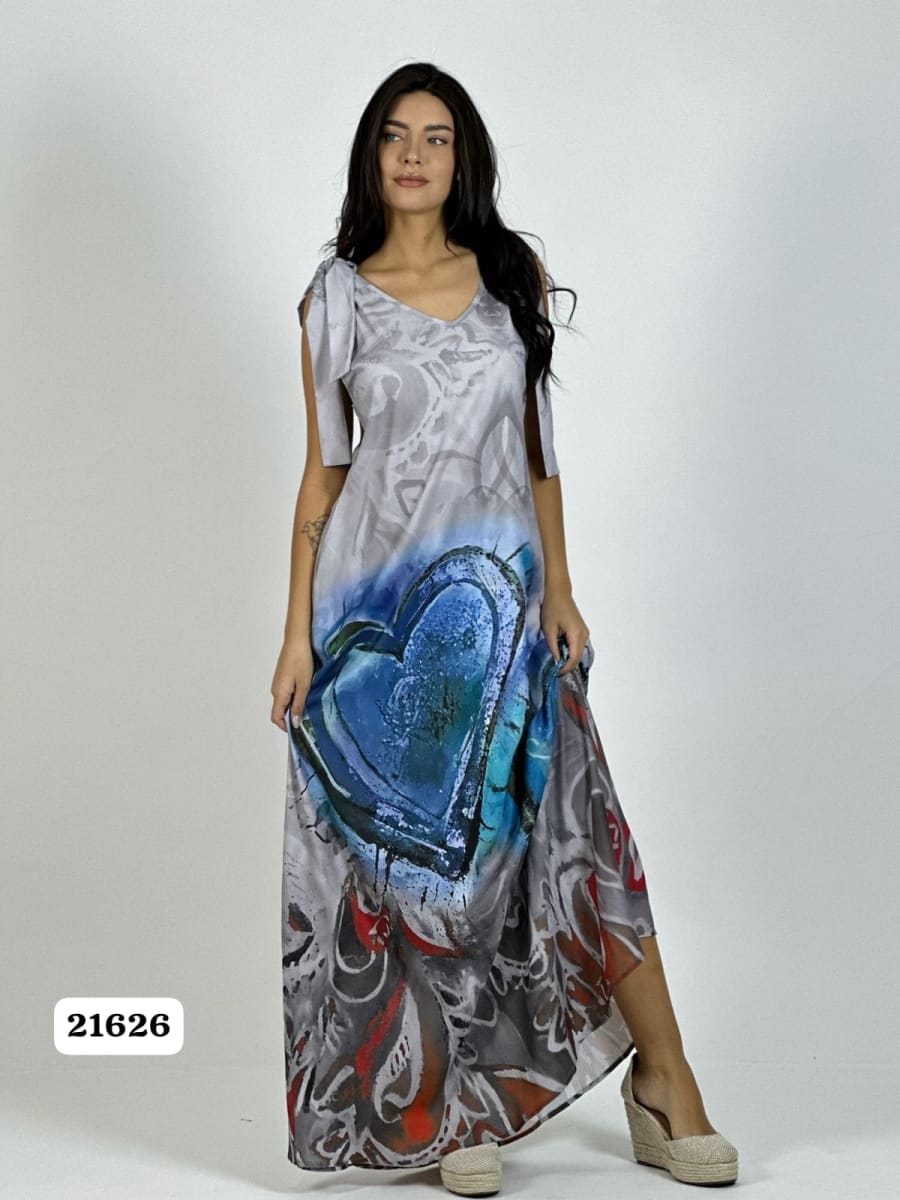 Vestido Viscosa Estampado Corazones A2-595