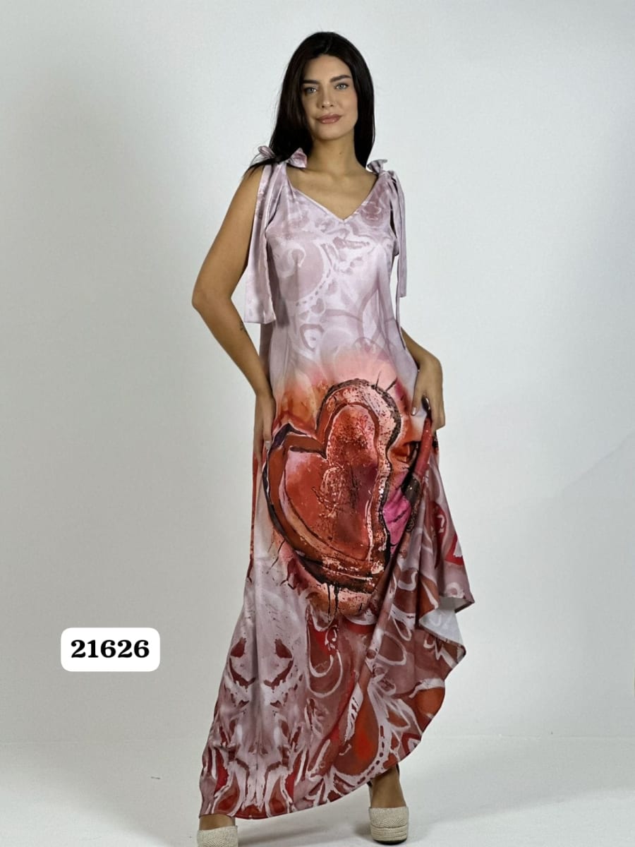 Vestido Viscosa Estampado Corazones A2-5916