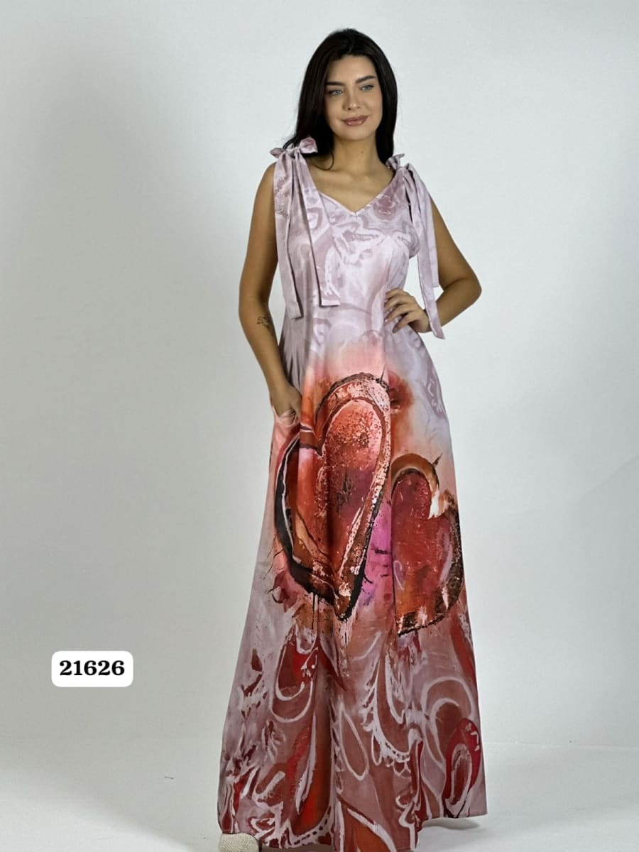 Vestido Viscosa Estampado Corazones A2-5915