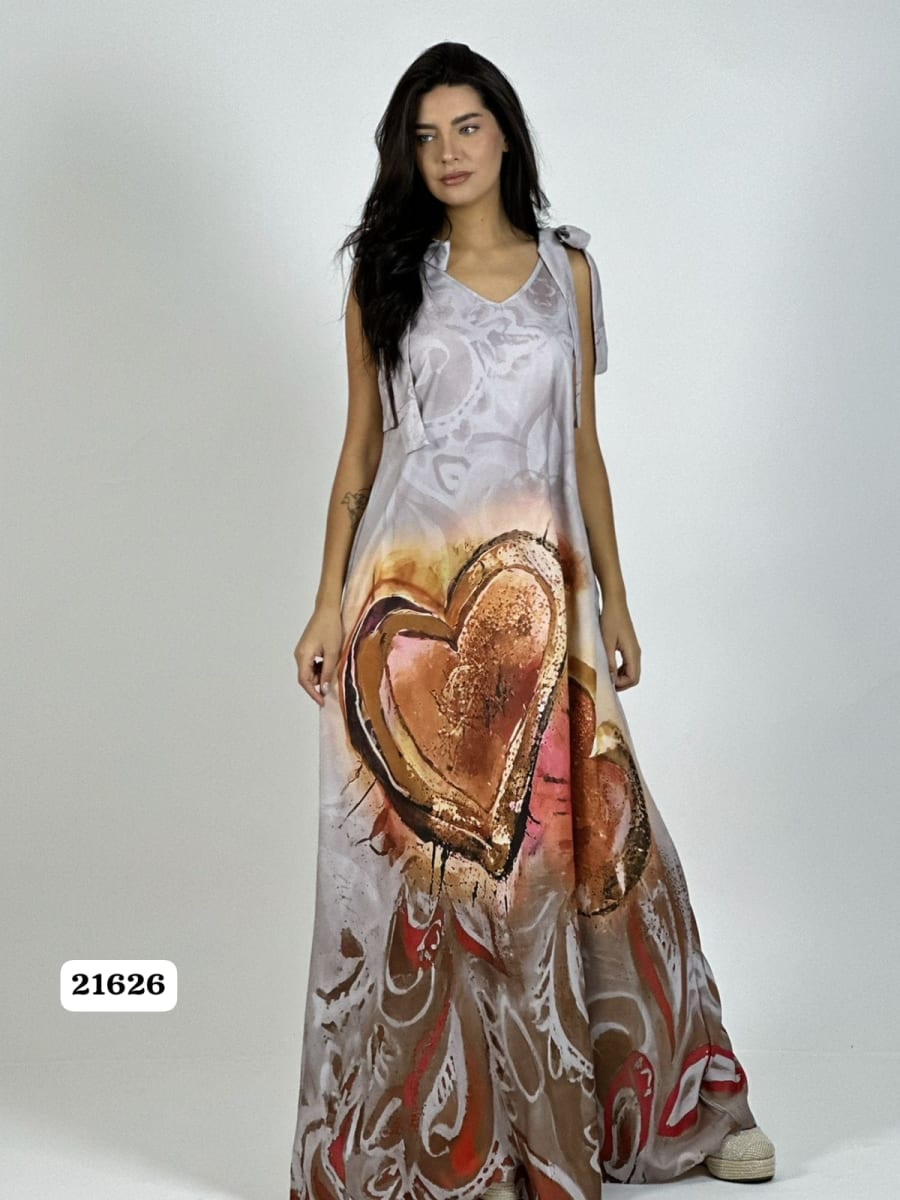 Vestido Viscosa Estampado Corazones A2-5910