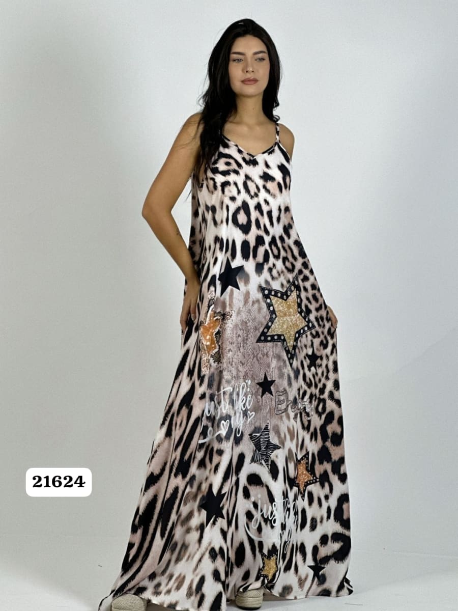 Vestido Viscosa Print/Estrellas y Letras A2-572