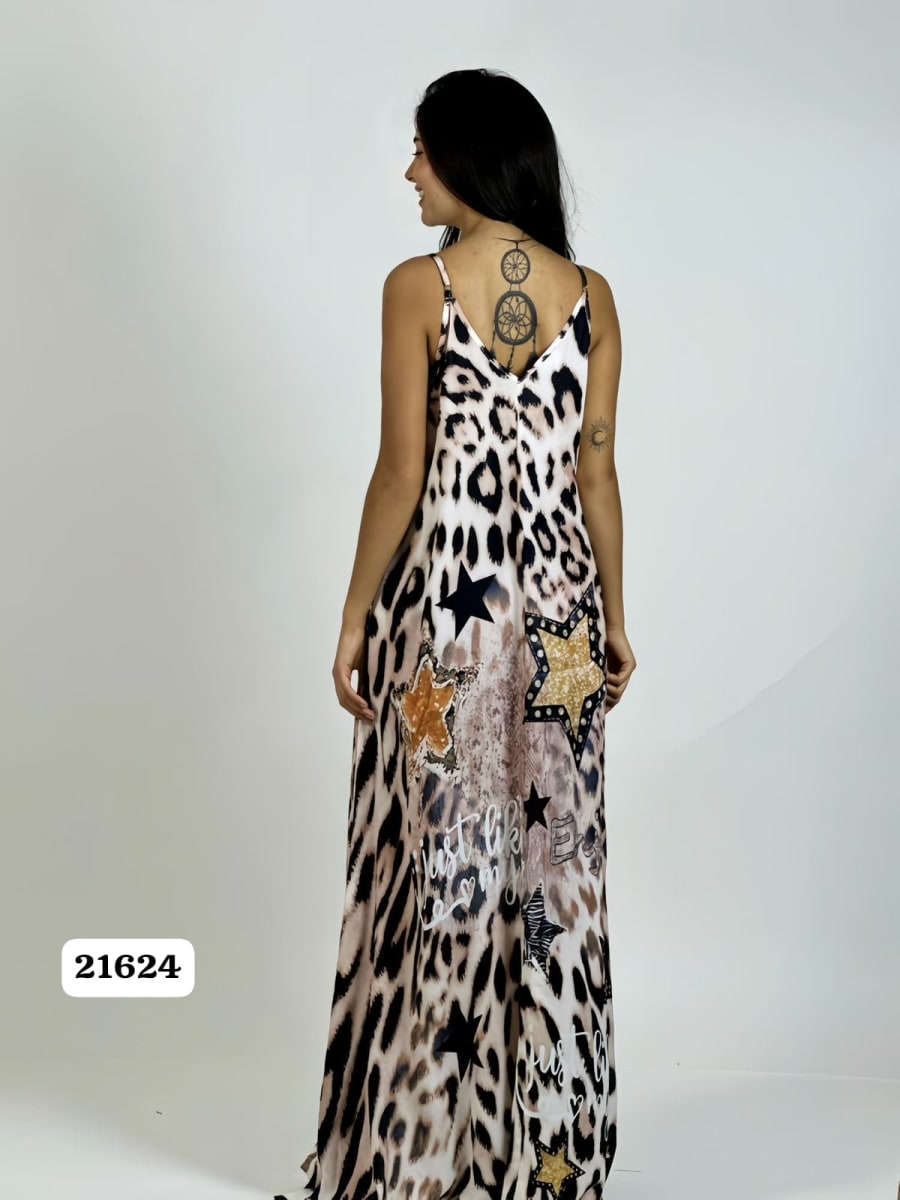 Vestido Viscosa Print/Estrellas y Letras A2-574